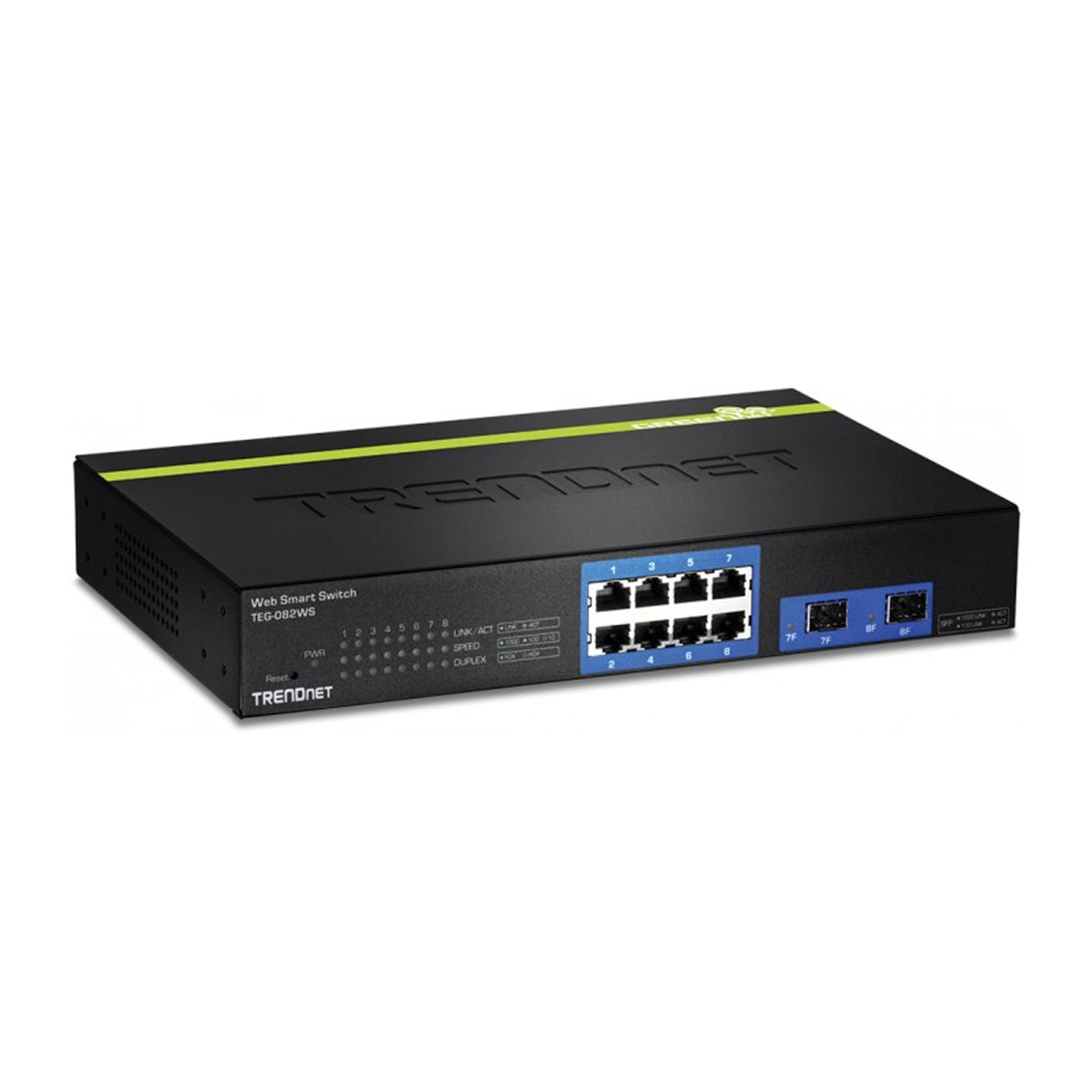 TRENDnet TEG-082WS 8 Port Gigabit Web Smart Switch, 10/100/1000 Mbps, SFP, rack mountable, fanless
