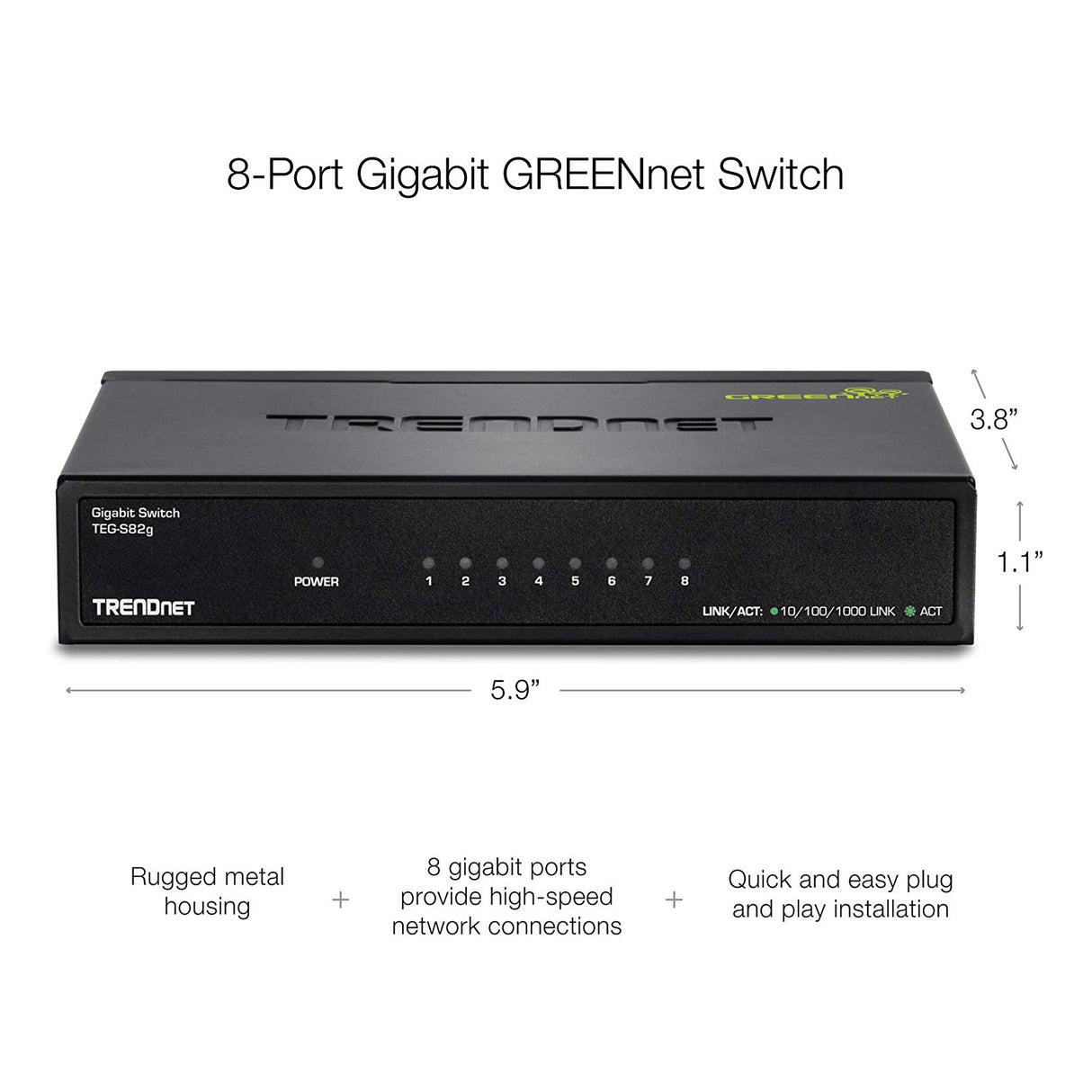TRENDnet TEG-S82g 8-port Gigabit GREENnet Switch /w metal case
