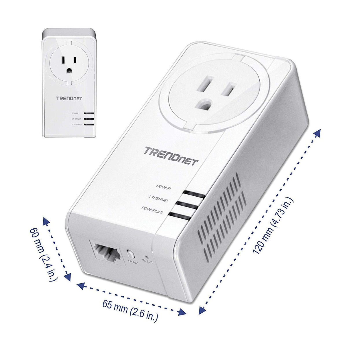 TRENDnet TPL-423E2K Powerline 1300 AV2 Adapter Kit with Built-in Outlet
