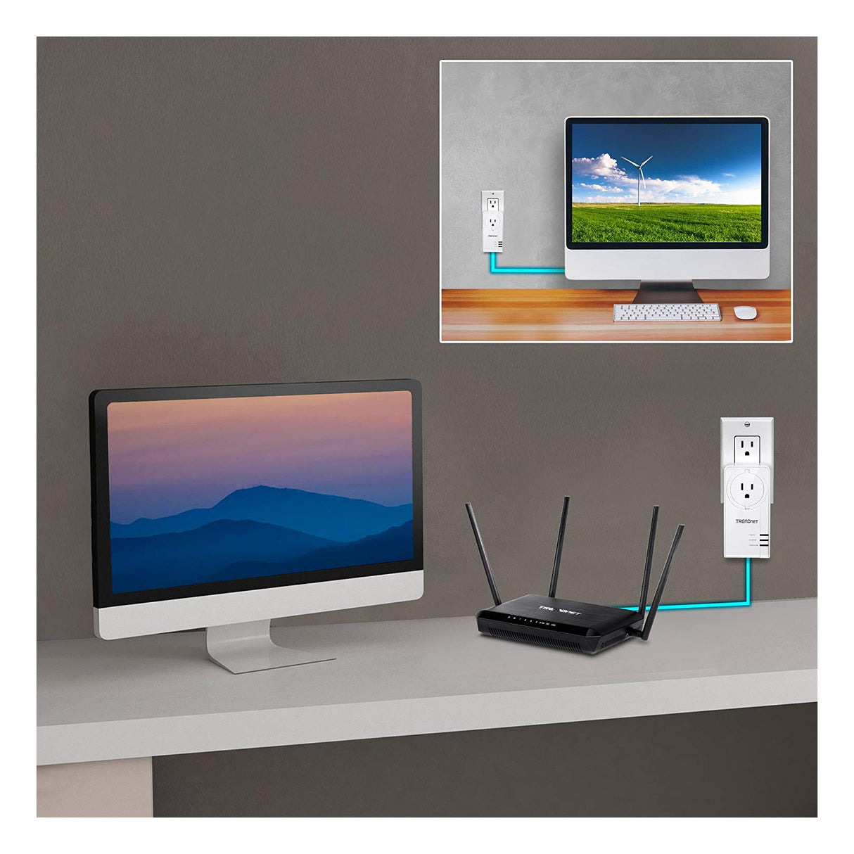 TRENDnet TPL-423E Powerline 1300 AV2 Adapter with Built-in Outlet