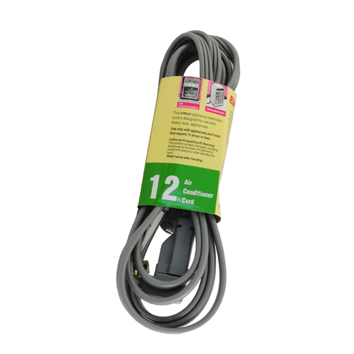 Uninex EC1412A UL Extension Cord 12 ft, 1 - Outlets, Air Conditioner Cord (Flat Cable) (Grey)