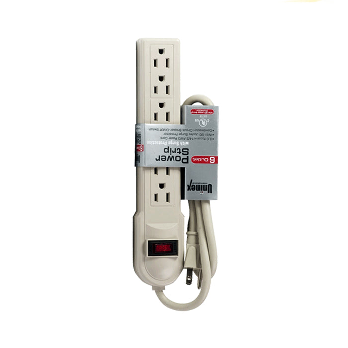 Uninex PS09S Surge Protection 3ft, 6 Outlets, (White)