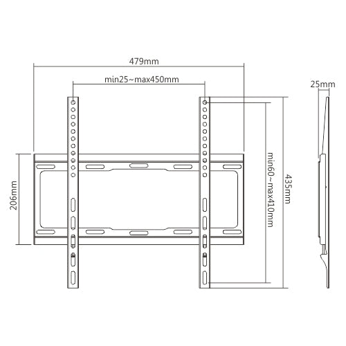 Rhino Mounts F3255E, Fixed 32"-55" Economic TV Mount, UP to 88lbs / Profile:83mm