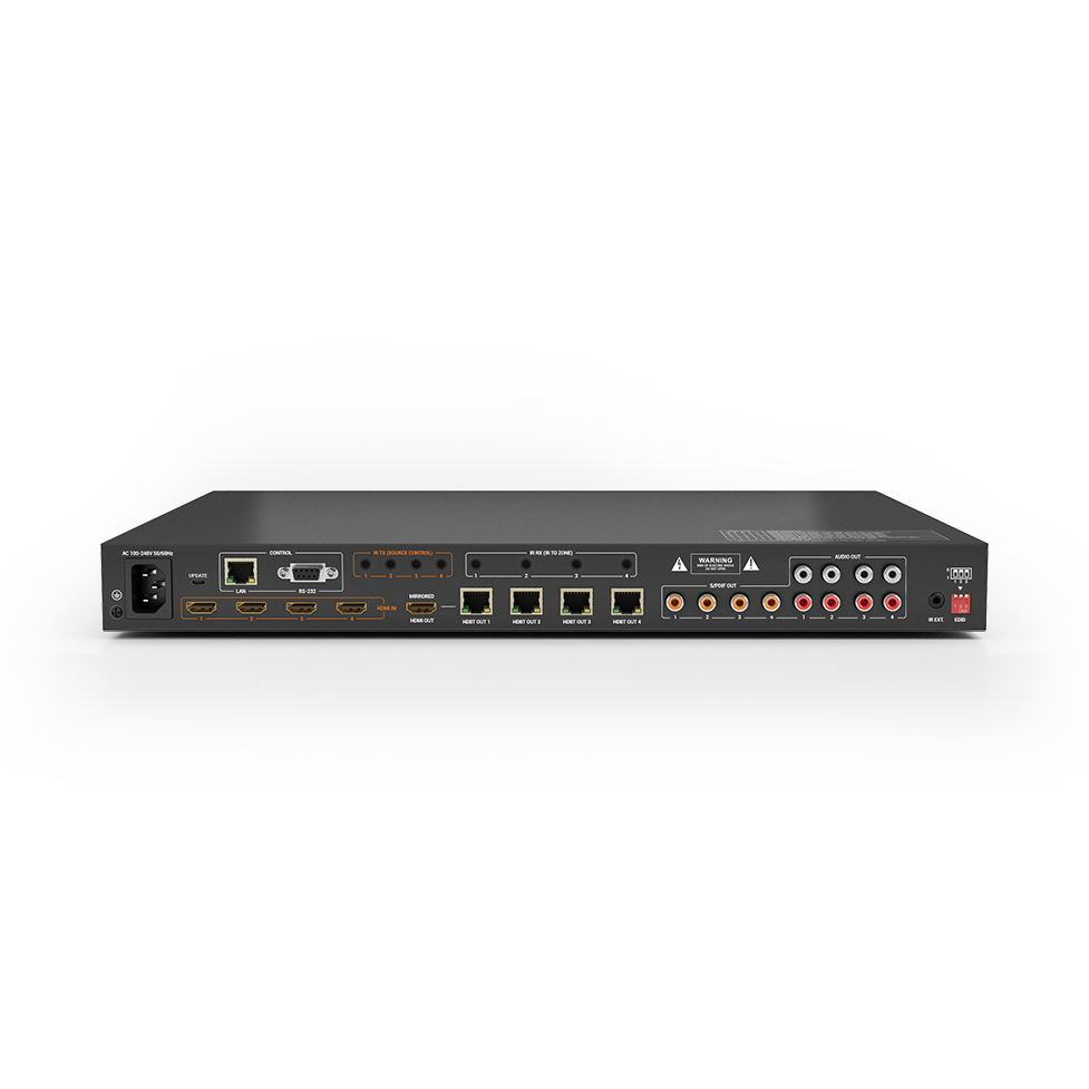 Wyrestorm MXV-0404-H2A-KIT, 4K HDR 4:4:4 60Hz HDBaseT™ 4x4 Matrix Kit with 2 Standard/2 Scaling Receivers & Audio De-Embed (4K: 35m/114ft, 1080p: 70m/230ft)