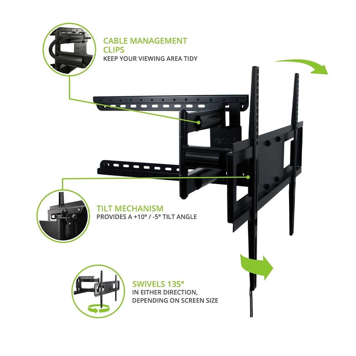 Kanto FMC4, Full Motion TV Wall Mount with Adjustable Pivot Point for 30" - 60" TVs
