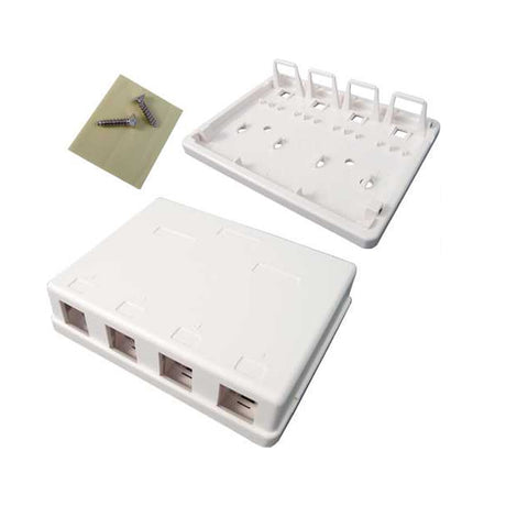 Vertical Cable (4 Port Box Surface Mount) No Jack, White, UL Listed