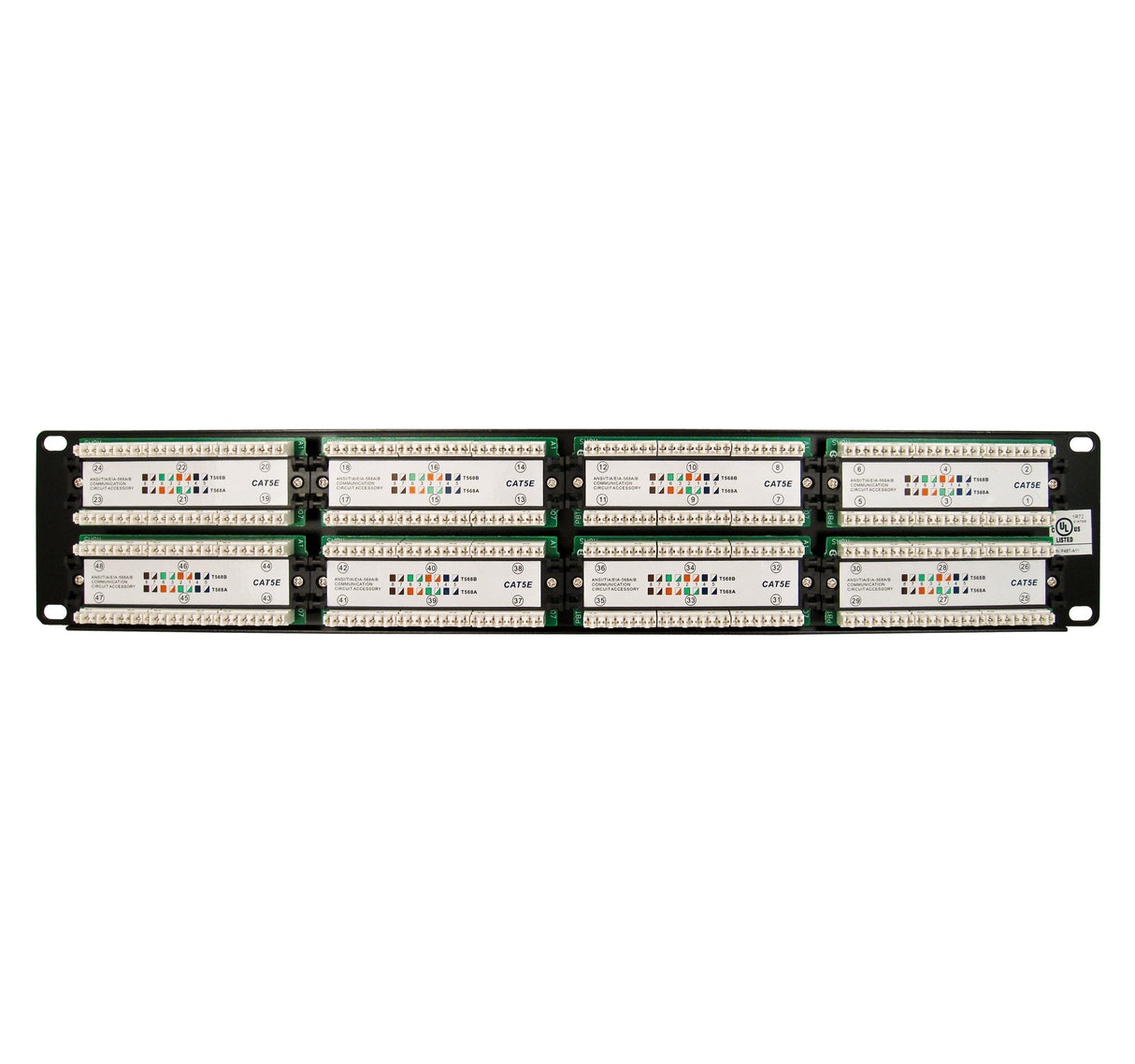 Vertical Cable (48 Port Patch Panel CAT5e 2U) Patch Panel 2U, CAT5E, 48 Port (UL)