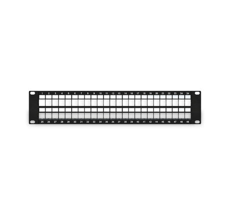 Vertical Cable (48 Port Patch Panel 2U) Blank Patch Panel 2U, 48 Port, with Cable Manager, Black