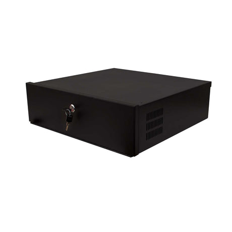 Vertical Cable (Lockbox) DVR/NVR Security, w/ AC Fan, Black, Small / Medium / Large