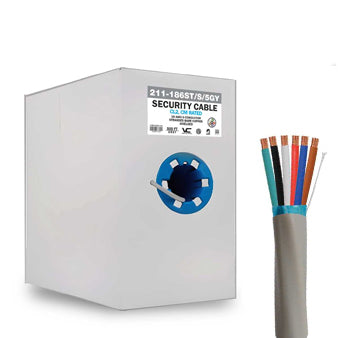 Vertical Cable (18/6 Alarm-Security Cable ) 18AWG, 6 Conductor, Stranded, Wooden Spool, 500ft, Gray)