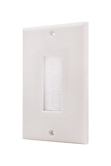 Vertical Cable (Single Gang Brush Plate ) Brush Wall Plate, 1 Gang Decora Style, White