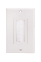 Vertical Cable (Single Gang Brush Plate ) Brush Wall Plate, 1 Gang Decora Style, White