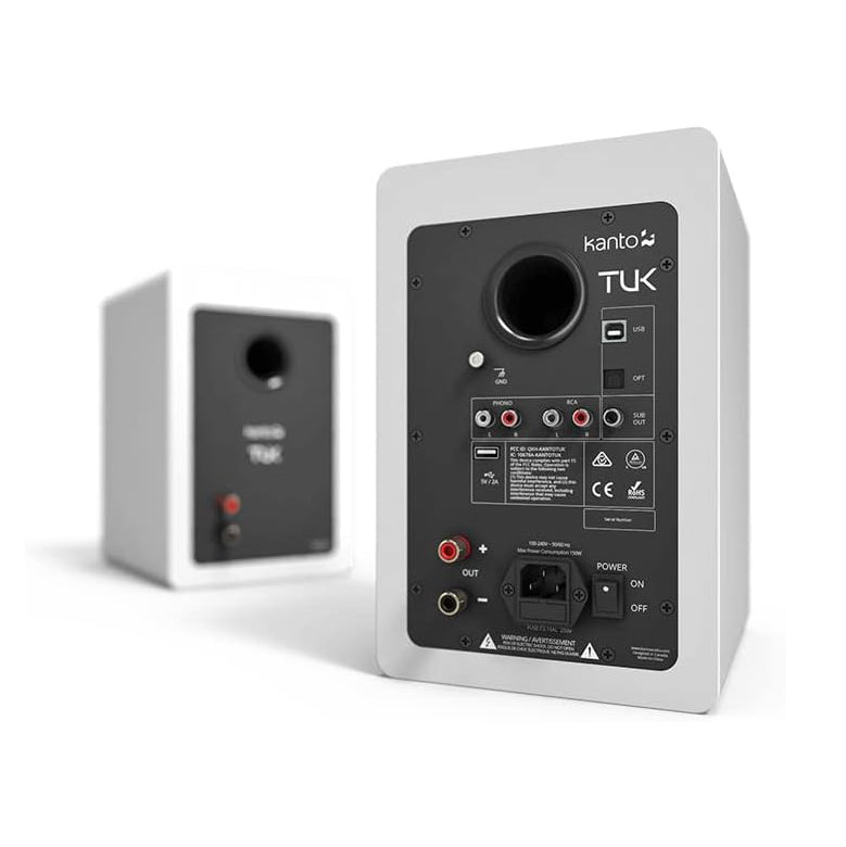 Kanto TUK, 260W Powered Bookshelf Speakers with Headphone Out, USB DAC, Dedicated Phono Pre-amp and Bluetooth, Pair