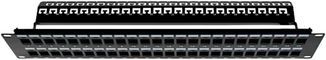 Vertical Cable (48 Port Patch Panel 2U) Blank Patch Panel 2U, 48 Port, with Cable Manager, Black
