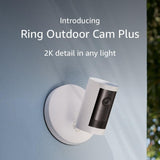 Ring Outdoor Cam Plus Featuring Retinal 2K, Wired, Indoor / Outdoor, (Black / White)