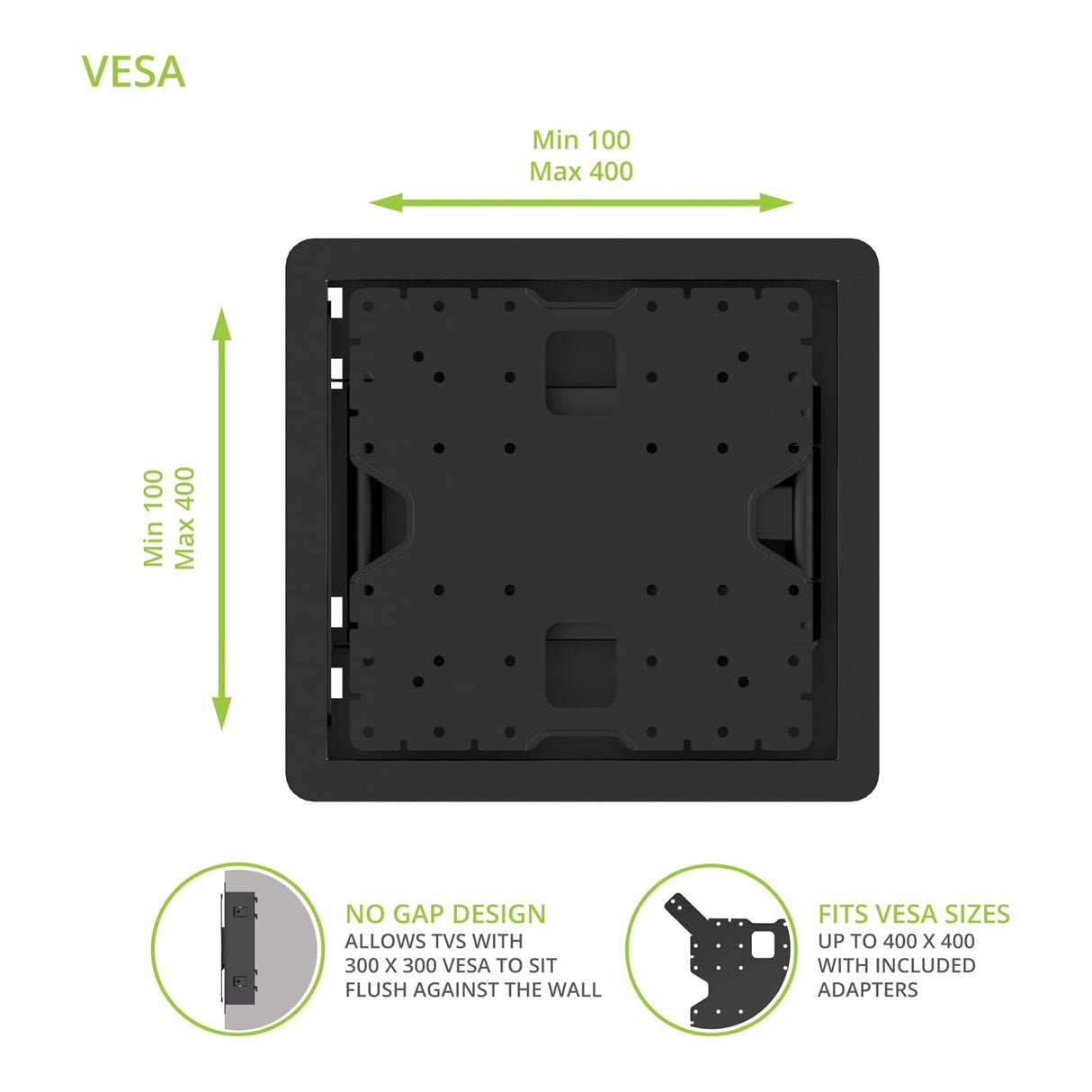 Kanto R400, Pro Series Recessed In-wall Full Motion Articulating TV Mount for 35" - 65" TVs