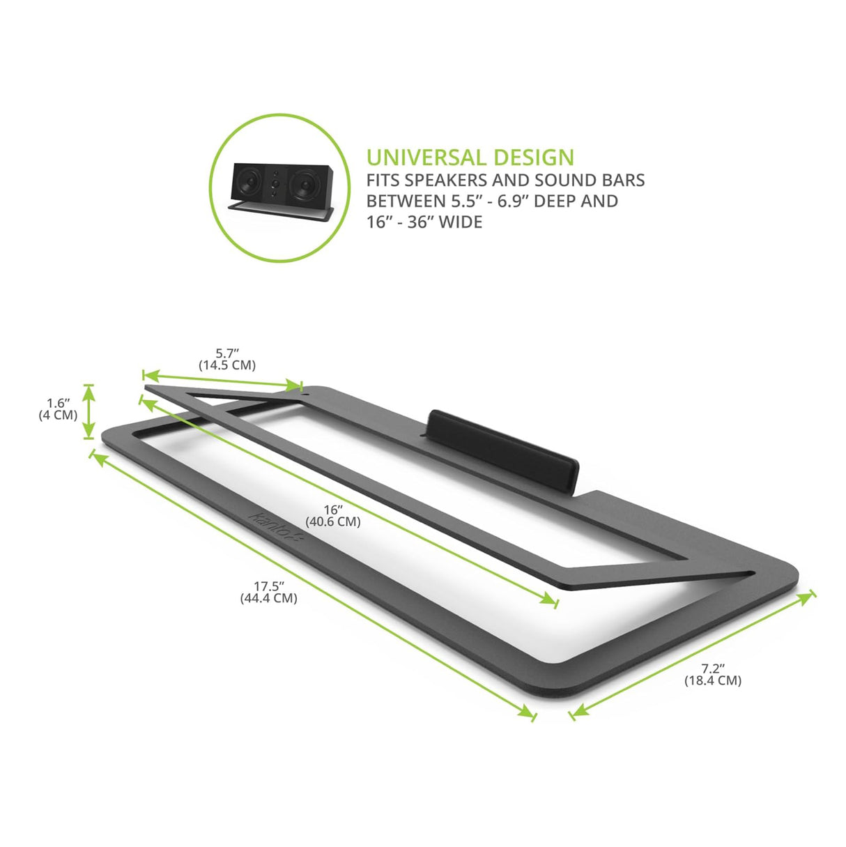 Kanto S10, Low-Profile Angled Sound Bar and Center Channel Speaker Stand for Home Theater