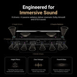 WiiM Bar, 3.0.2 Dolby Atmos & DTS with HDMI eARC, Intuitive Touch Interface, RoomFit™ & Clear Voice, Remote Included. (White / Matte Black / Glossy Black)