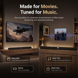 WiiM Bar, 3.0.2 Dolby Atmos & DTS with HDMI eARC, Intuitive Touch Interface, RoomFit™ & Clear Voice, Remote Included. (White / Matte Black / Glossy Black)