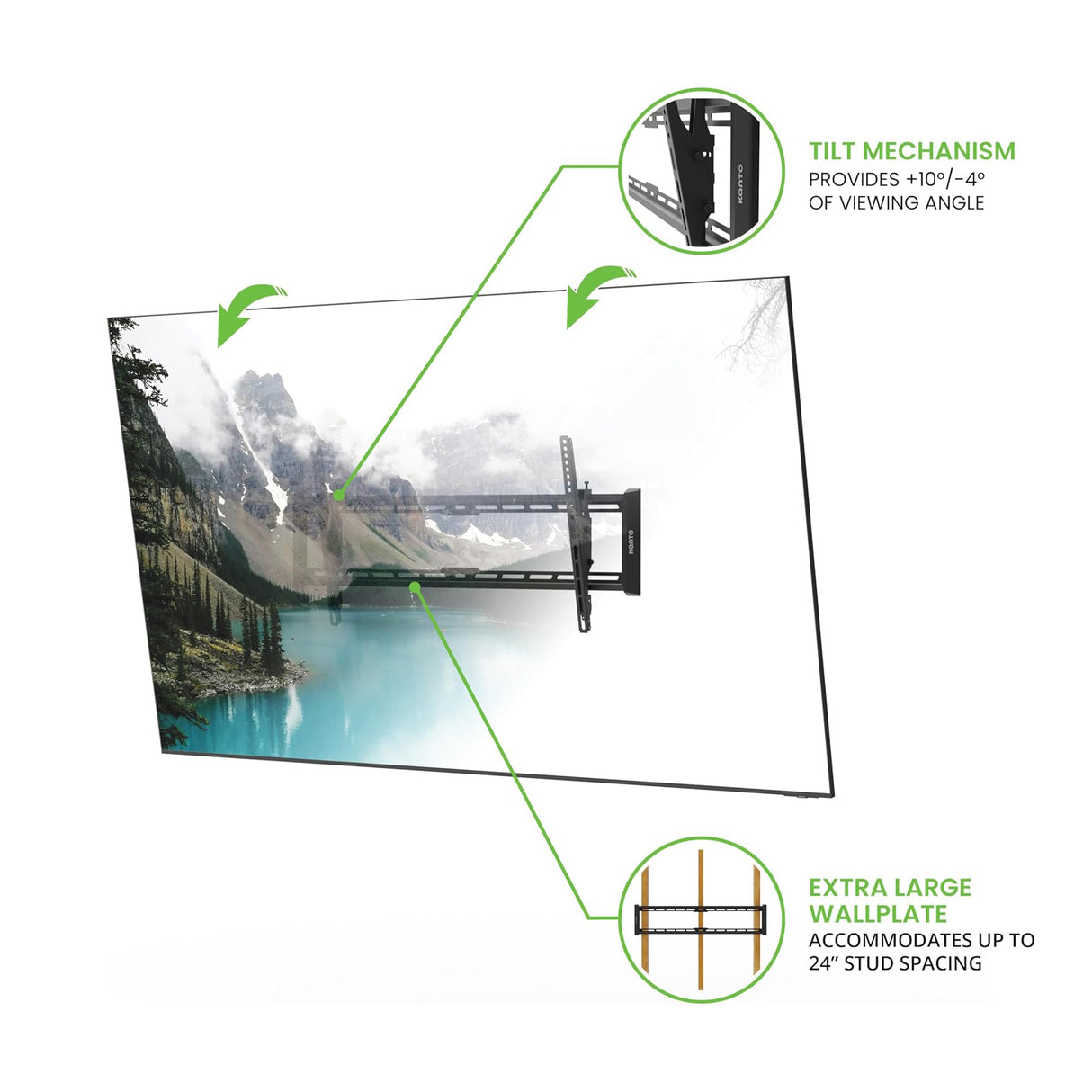 Kanto T300, Low Profile Tilting TV Mount for 40” - 100” TVs