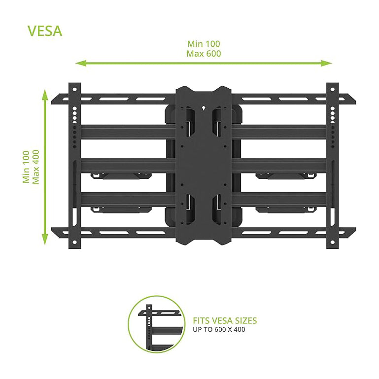 Kanto PDC650, Full Motion Corner TV Mount for 37" - 70" TVs, Compatible with Inner and Outer Corners