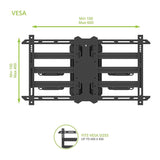 Kanto PDC650, Full Motion Corner TV Mount for 37" - 70" TVs, Compatible with Inner and Outer Corners