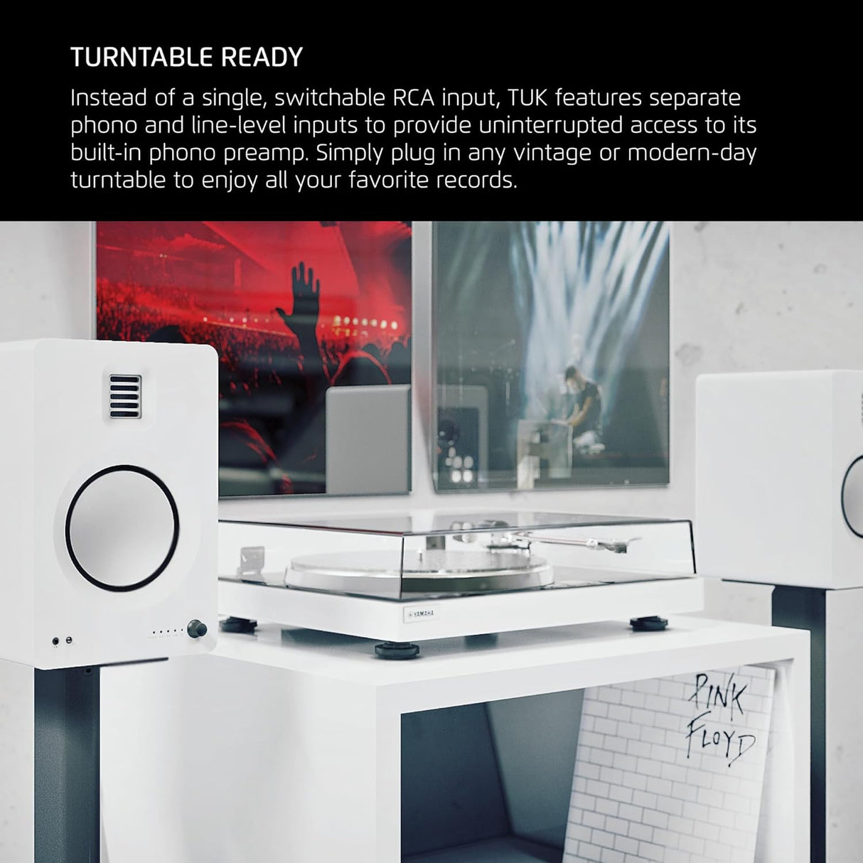 Kanto TUK, 260W Powered Bookshelf Speakers with Headphone Out, USB DAC, Dedicated Phono Pre-amp and Bluetooth, Pair