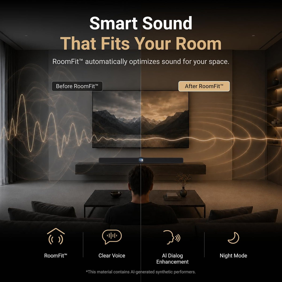 WiiM Bar, 3.0.2 Dolby Atmos & DTS with HDMI eARC, Intuitive Touch Interface, RoomFit™ & Clear Voice, Remote Included. (White / Matte Black / Glossy Black)