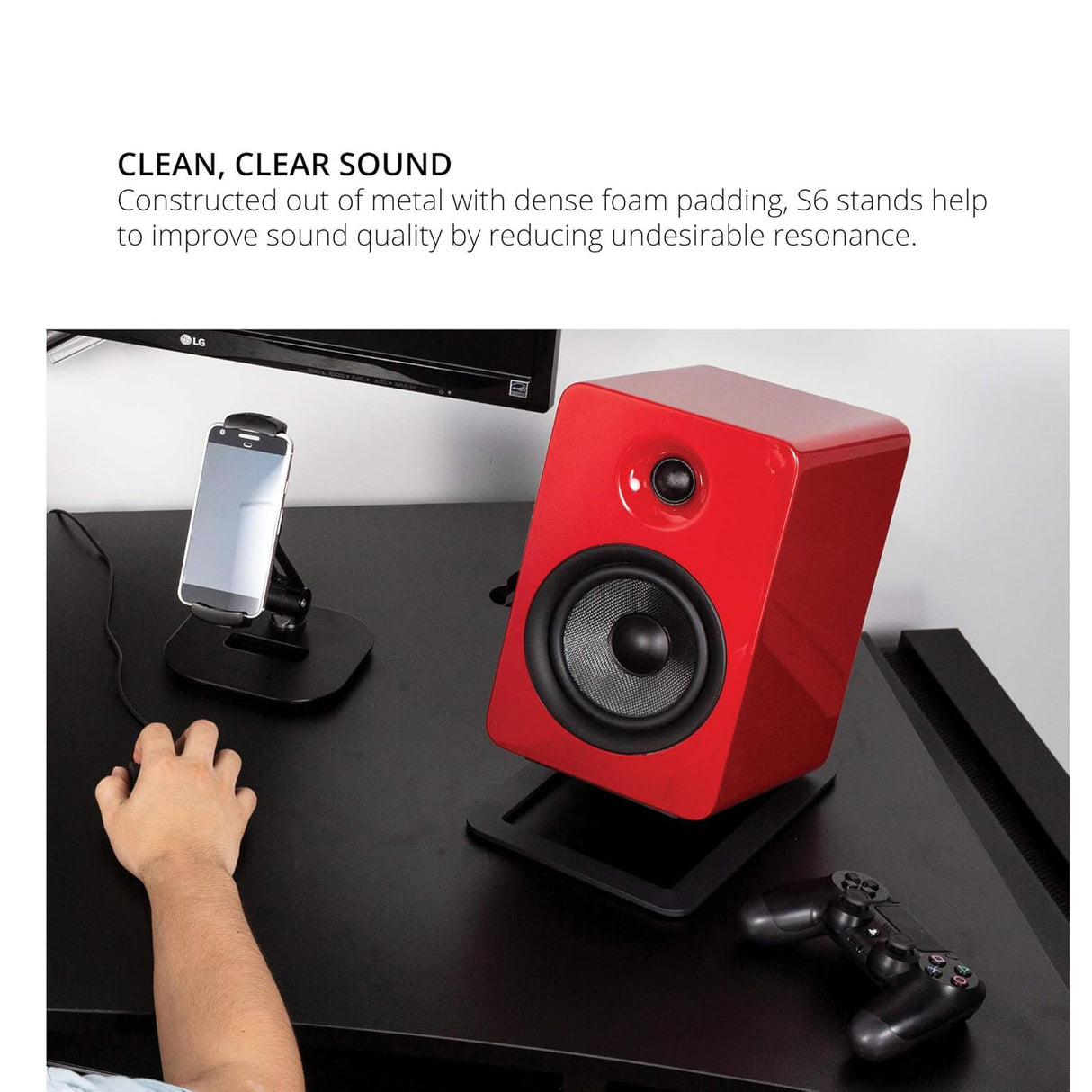 Kanto S6, Angled Desktop Speaker Stands for Large Speakers, Pair