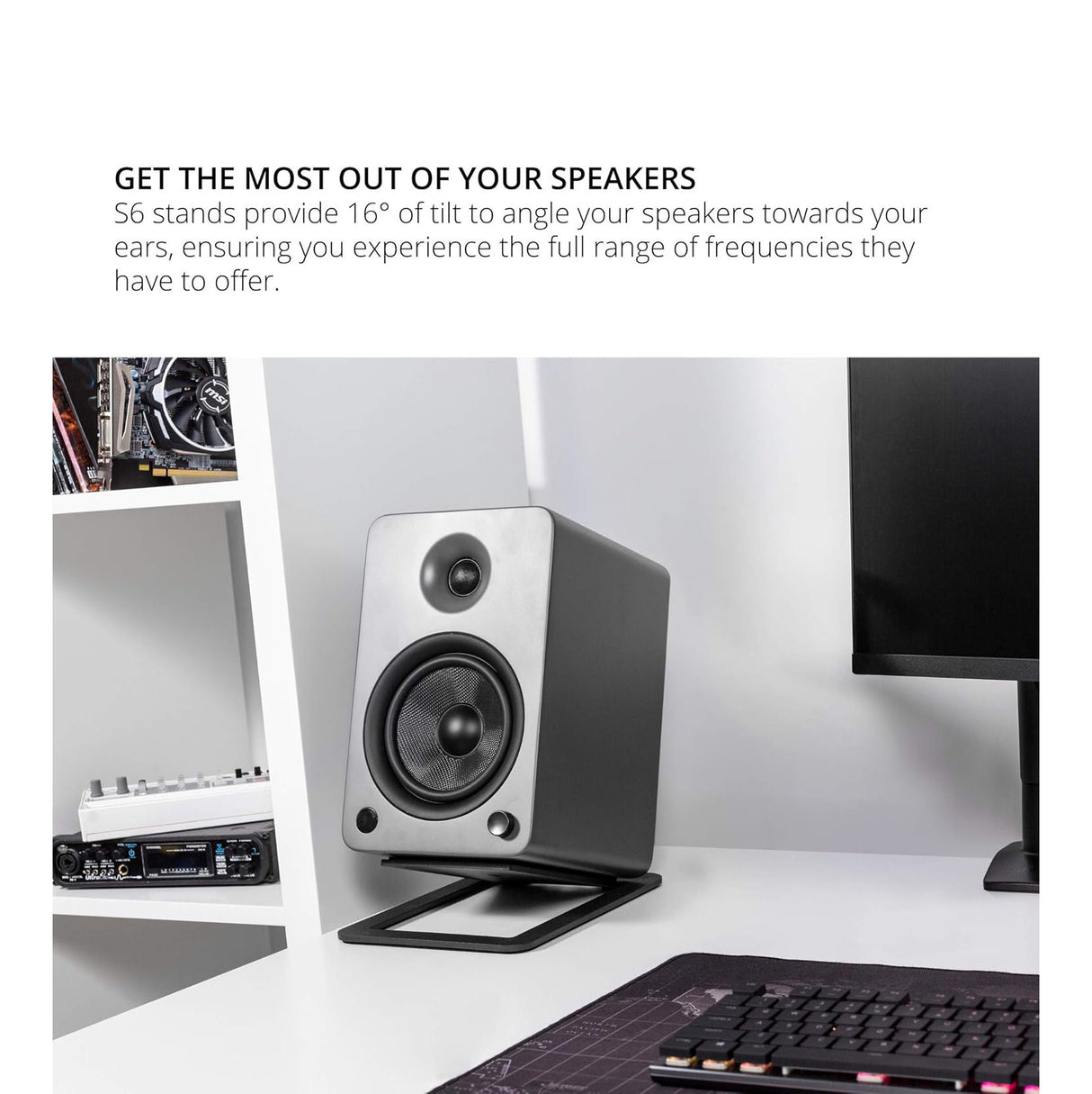 Kanto S6, Angled Desktop Speaker Stands for Large Speakers, Pair