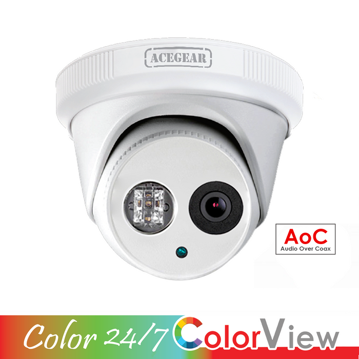 Acegear CT7284CV-AOC-EZ, 2MP ColorView 2.8mm Lens, Audio Over Coaxial, TVI/AHD/CVI/CVBS