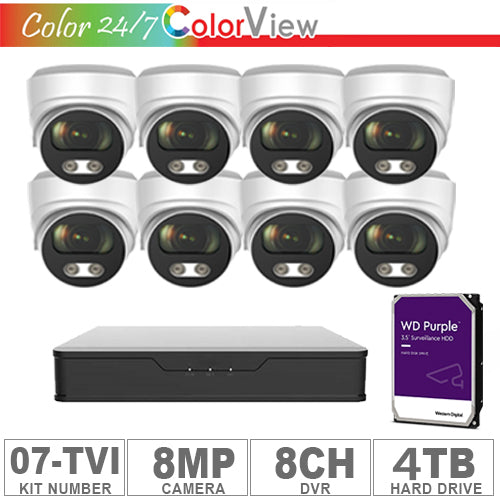 Acegear KIT-07-TVI (8 Cameras TVI 8MP + 1-WD/4-TB + 1-DVR/8-CH)
