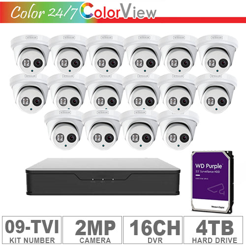 Acegear KIT-09-TVI (16 Cameras TVI 2MP + 1-WD/4-TB + 1-DVR/16-CH)