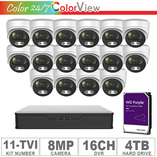 Acegear KIT-11-TVI (16 Cameras TVI 8MP + 1-WD/4-TB + 1-DVR/16-CH)