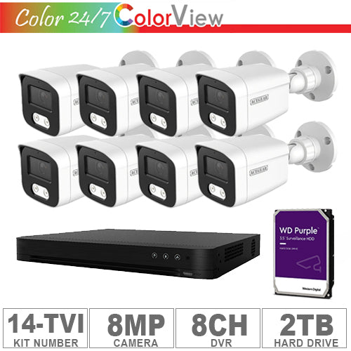 Acegear KIT-14-TVI (8 Cameras TVI 8MP+ 1-WD/2-TB + 1-DVR/8-CH)