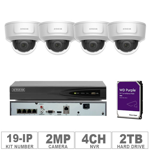 Acegear KIT-19-IP (4 IP Cameras 2MP + 1-WD/2-TB + 1-NVR/4-CH)