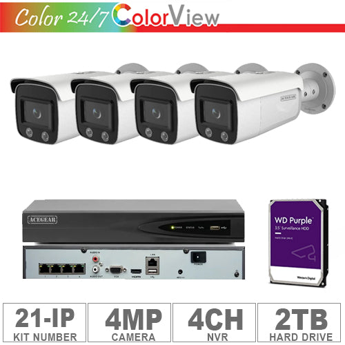 Acegear KIT-21-IP (4 IP Cameras 4MP + 1-WD/2-TB + 1-NVR/4-CH)
