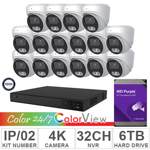 Acegear KIT-IP-02 (16 IP Cameras 8MP + 1-WD/6-TB + 1-NVR/ 32-CH (16PoE)