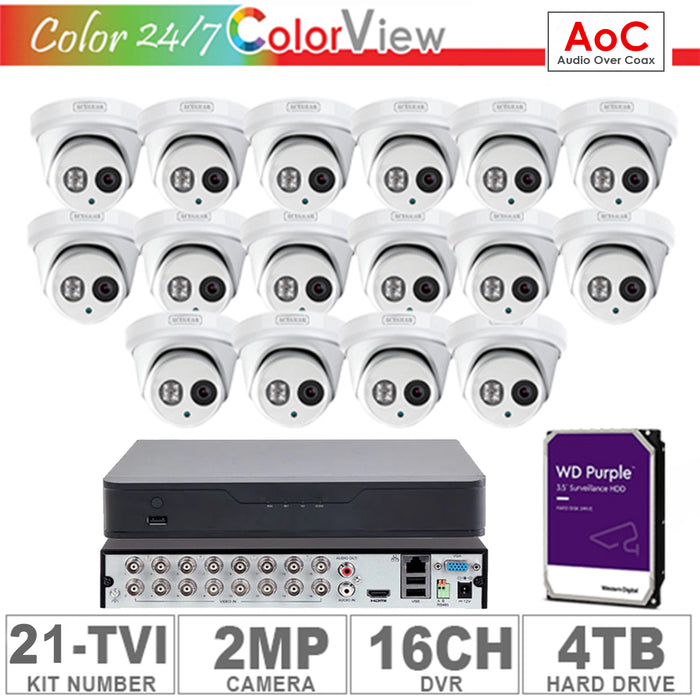 Acegear KIT-21-TVI (16 Cameras-EZ TVI 2MP AOC + 1-HD/4-TB + 1-DVR/16-CH)
