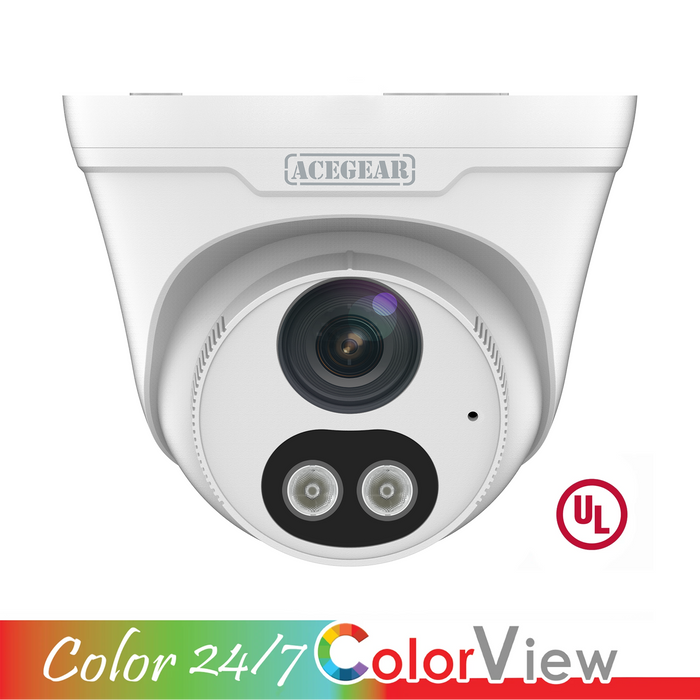 Acegear CI1206AS-CV (2MP) Turret, IPC 2.8mm Fixed Lens, Color View, Mic & Speakers, WDR, UL Listed.