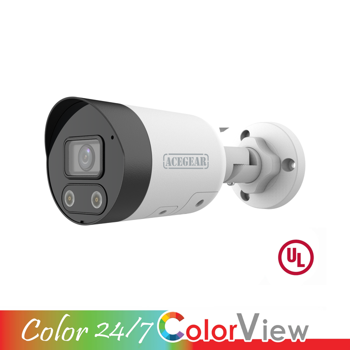 Acegear CI3405AS-CV IP 4MP 2.8mm Fixed Lens, Color View, Microphone & Speaker, Active Deterrence, 120dB True WDR, UL Listed.