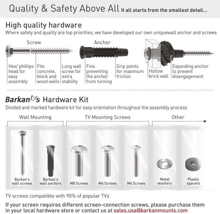 BARKAN BM343LP, Articulating  13" - 65", Full Motion Long 21" Extension, Swivel & Tilt