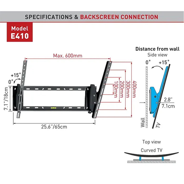 Barkan E410+, Tilt 13" - 90" Full Motion - Extension.