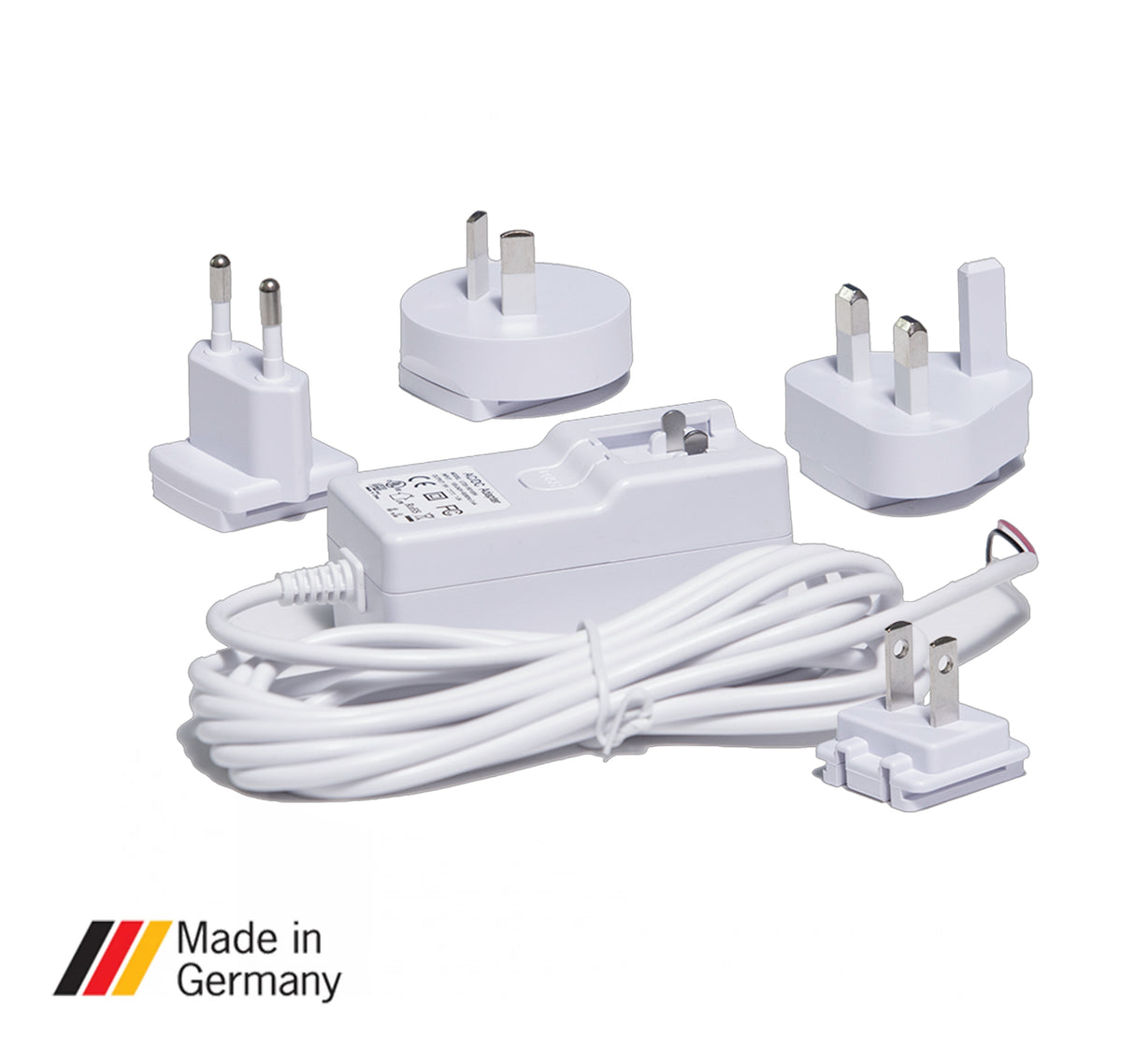 DoorBird Power supply unit (mains adaptor) with four country-specific adaptors (EU, US, UK, AU), 100-240 VAC to 15VDC @ 1A