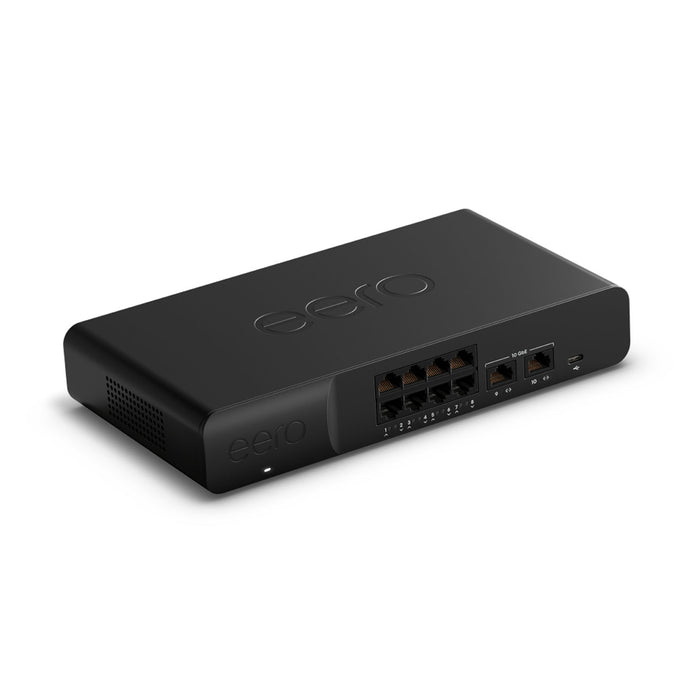 eero PoE Gateway, 10-port eero router and PoE switch | Two 10 GbE ports and eight 2.5 GbE PoE ports