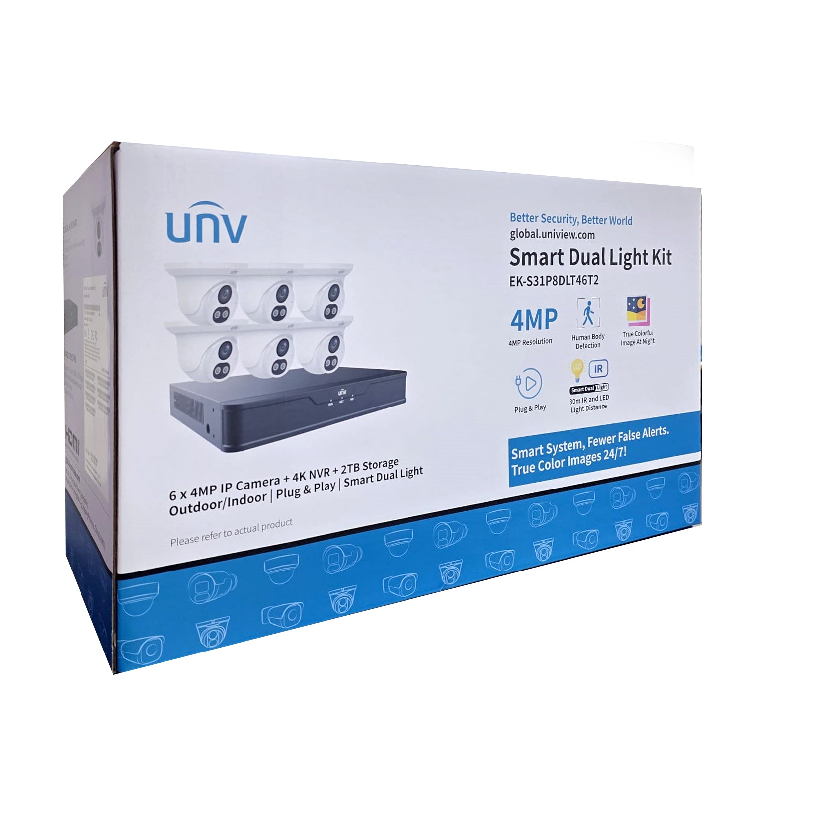 UNV EK-S31P8DLT46T2, IP Kit 8ch NVR, 6pcs Turret 4MP Color Hunter, 2TB ...