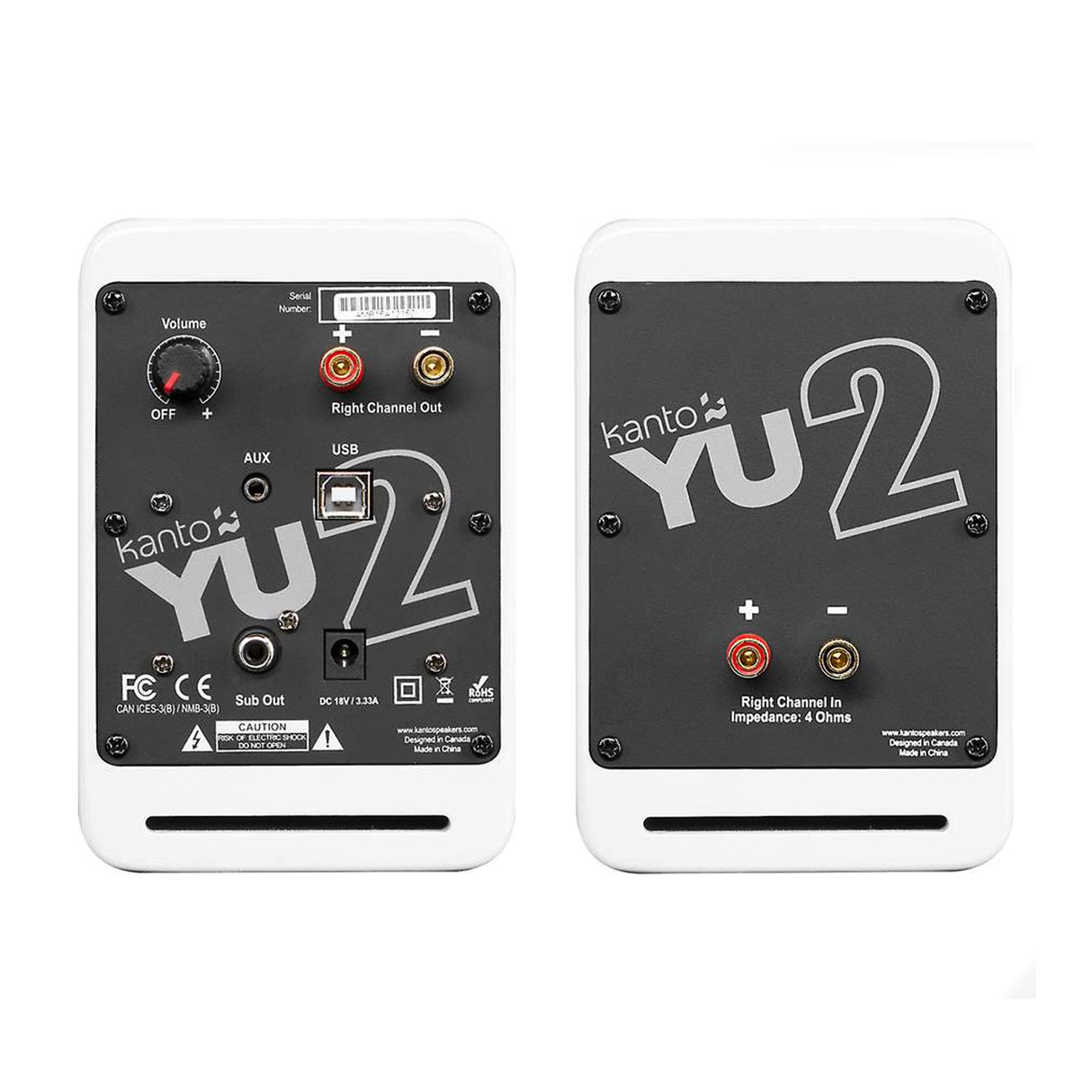 Kanto YU2, 100W Powered Desktop Speakers with AUX and USB Inputs, Pair