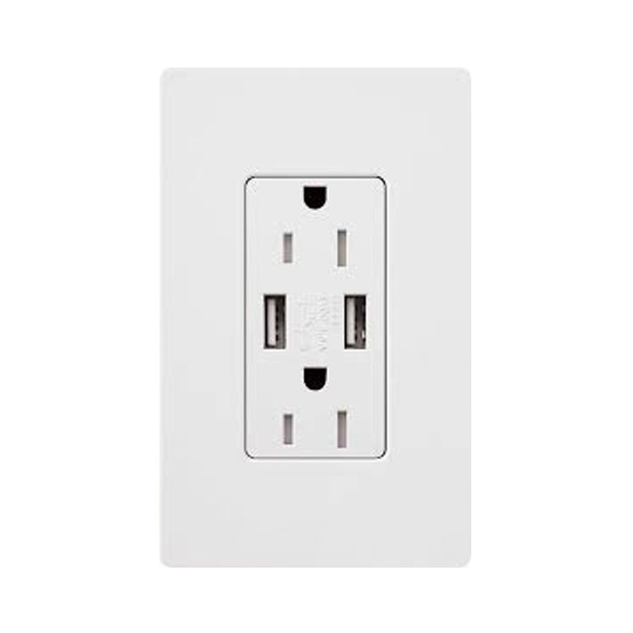 Lutron LTR-F15-UBTR-SB New Architectural 15A Tamper Resistant USB Receptacle, Wallplate Included