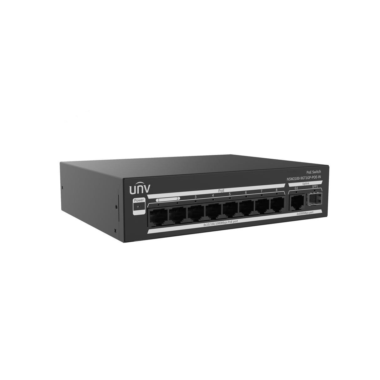 UNV NSW2100-9GT1GP-POE-IN, 8 Port POE Switch with Lite Cloud Management