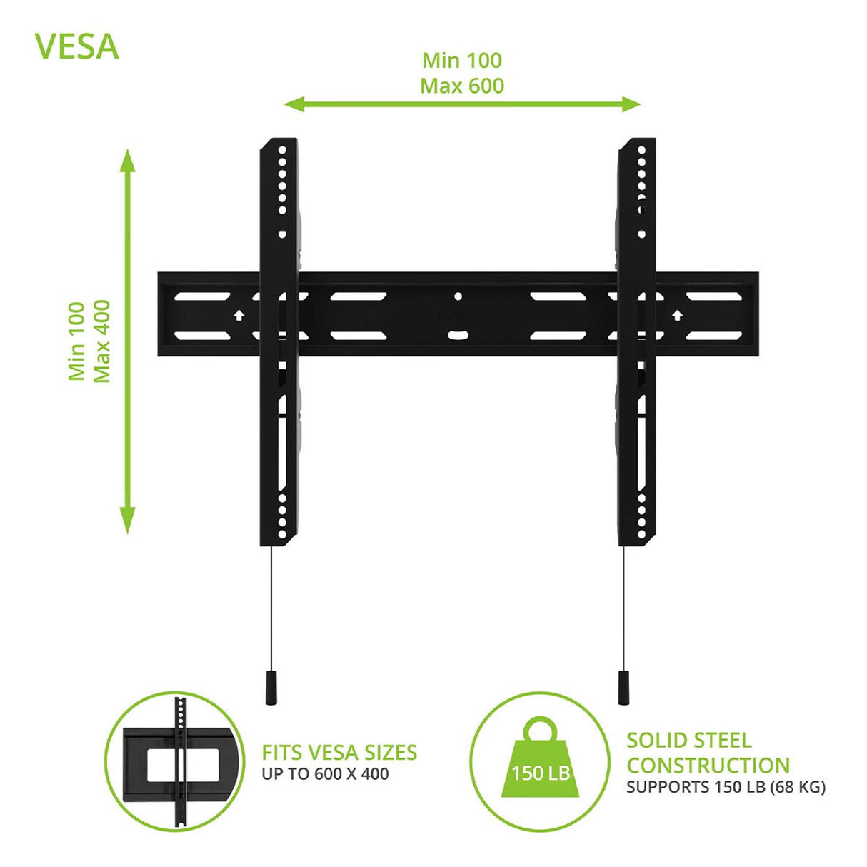Kanto PF300, Fixed Low-profile TV Wall Mount for 32" - 90" TVs